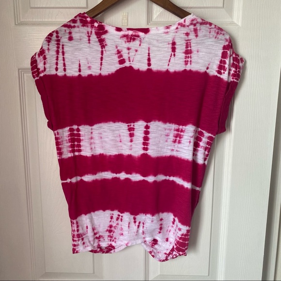 Lucky Brand tie dyed faux knot front t womens size medium pink short sleeve - Picture 4 of 4